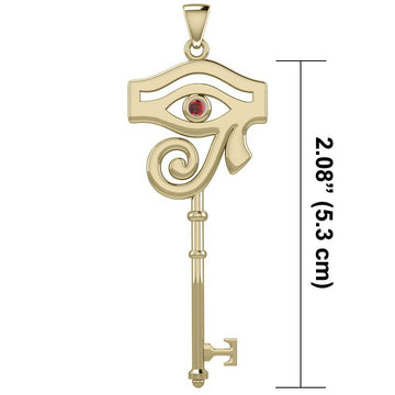 The Eye of Horus Spiritual Enchantment Key Solid Gold Pendant with Gem GPD5711 - Jewelry